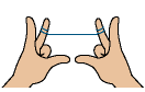 1.左右の中指にフロスを巻きつけ、人差し指と親指で持ちます。