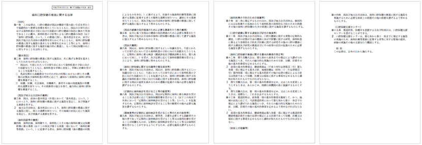 歯科口腔保健の推進に関する法律（平成23年8月2日・第177回国会で可決・成立）