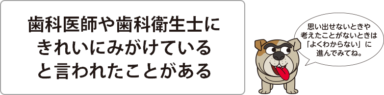 歯科医師や歯科衛生士にきれいにみがけていると言われたことがある