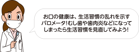 お口の健康は、生活習慣の乱れを示すバロメータ！むし歯や歯肉炎などになってしまったら生活習慣を見直してみよう！